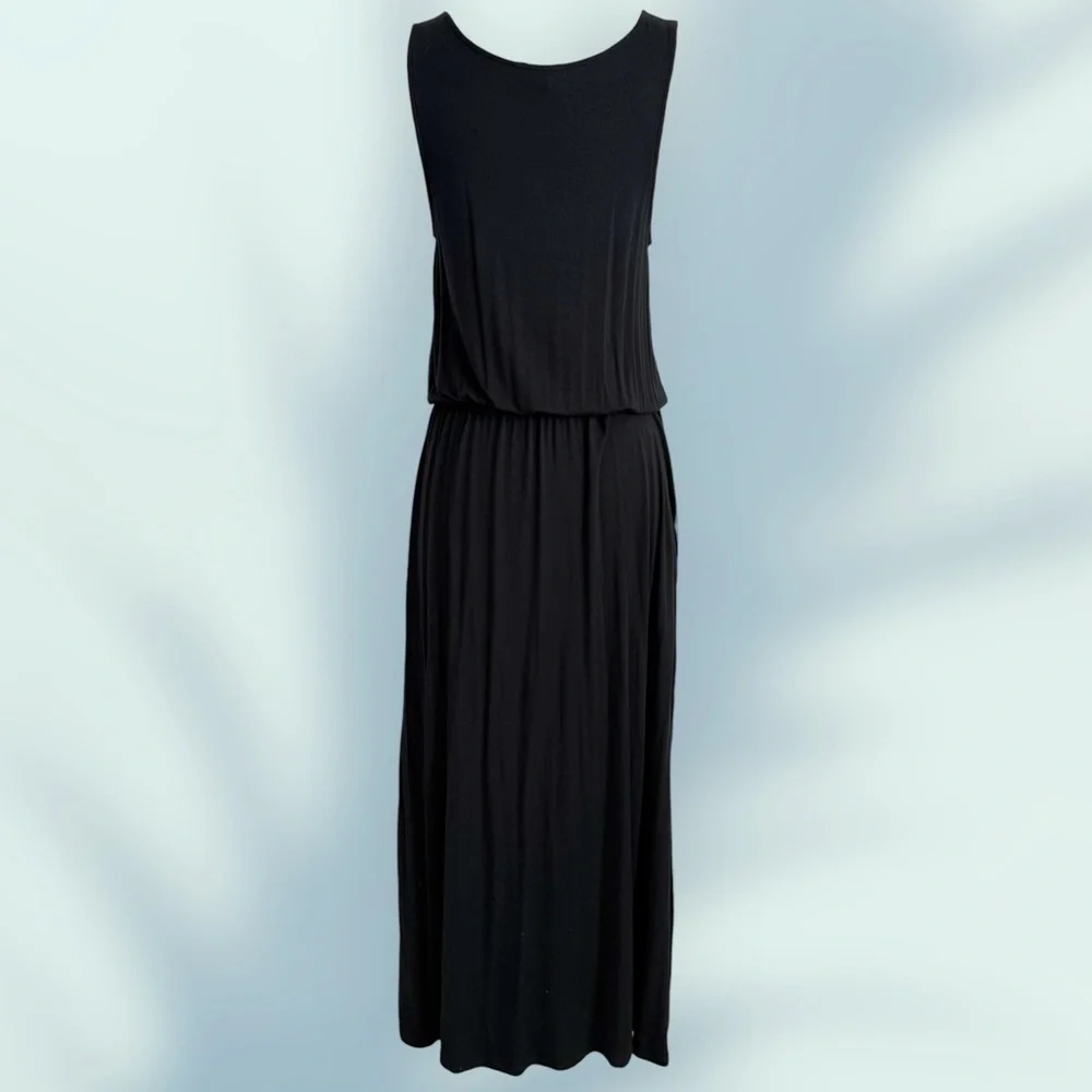 Nordstrom Caslon Black Knit Sleeveless Elastic Waist Maxi Dress M (8/10) - Picture 3 of 12